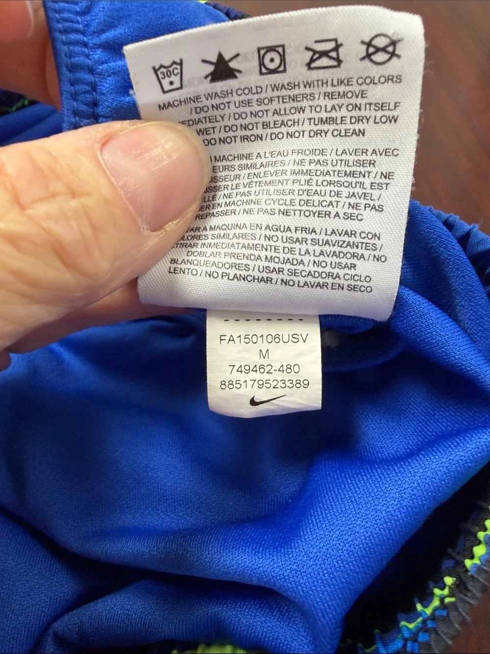 Nike Women’s Blue & Lime Patterned Athletic Shorts